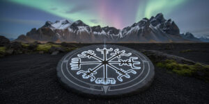 Vegvísir symbol meaning : often called the Viking compass, representing wayfinding and guidance